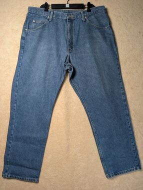 Vintage Wrangler Mens Relaxed Fit Jeans 36x30 Blue Denim Baggy Streetwear EUC